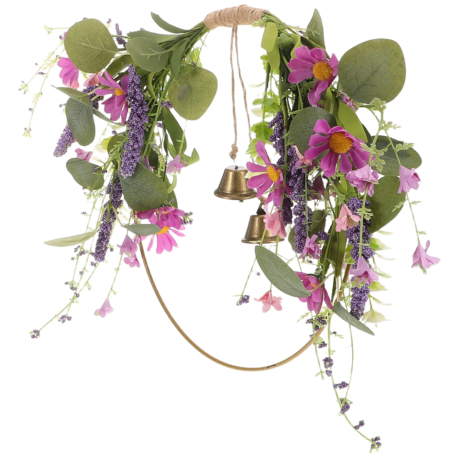 

Artificial Flower Wreath Garland for Front Door Wall Hanging Decorative Wreaths Floral Hoop Indoor Outdoor Daisy Lavender Iron