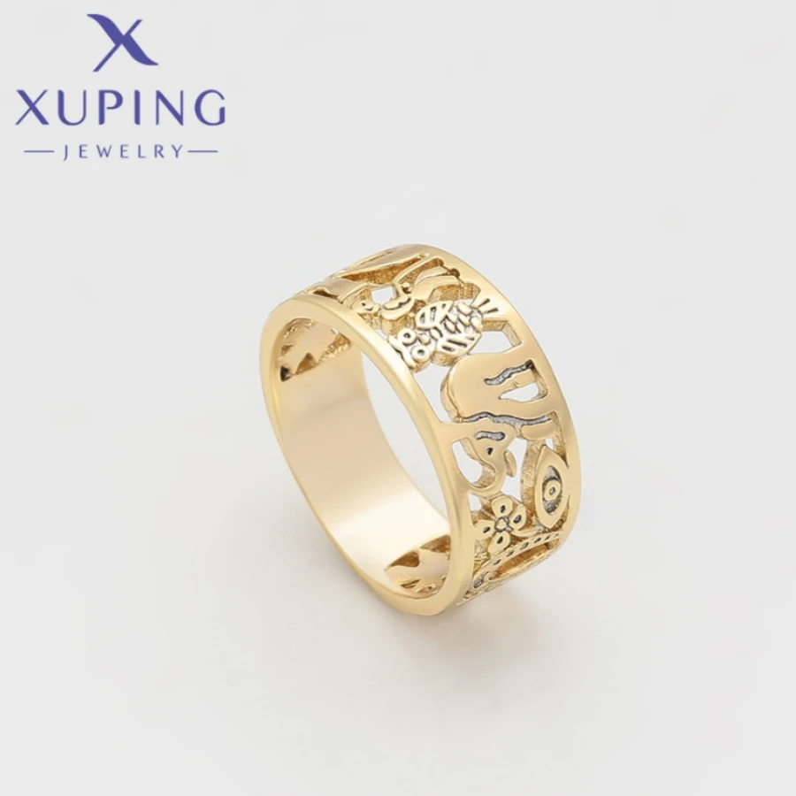 Xuping Jewelry New Arrival Fashion Light Gold Color Circle Shape Rings for Women Girls Wedding Commemoration Day Gift X000893105