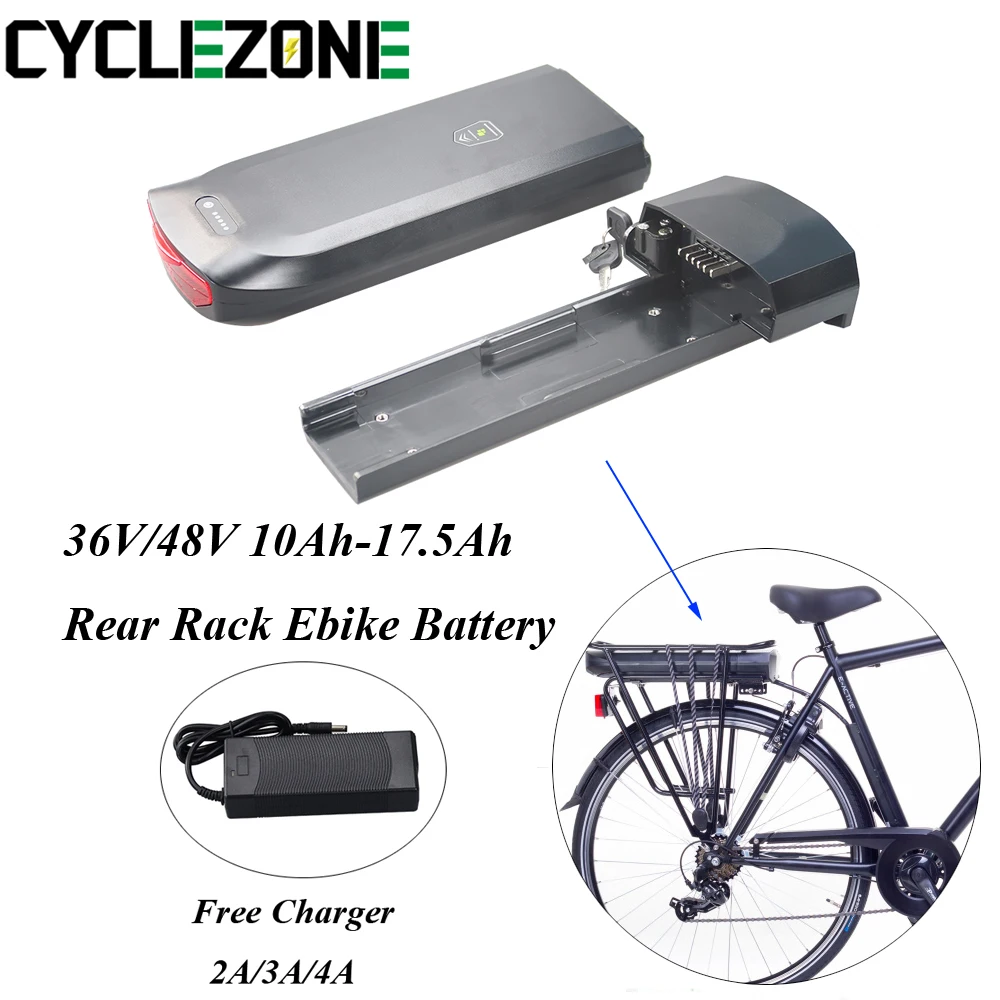 48V 10.4Ah 13Ah Rear Rack Electric Bike Battery Micargi Bali 36V 10.4Ah 13Ah DiroDi Amigo Luggage Carrier Ebike Battery 250W