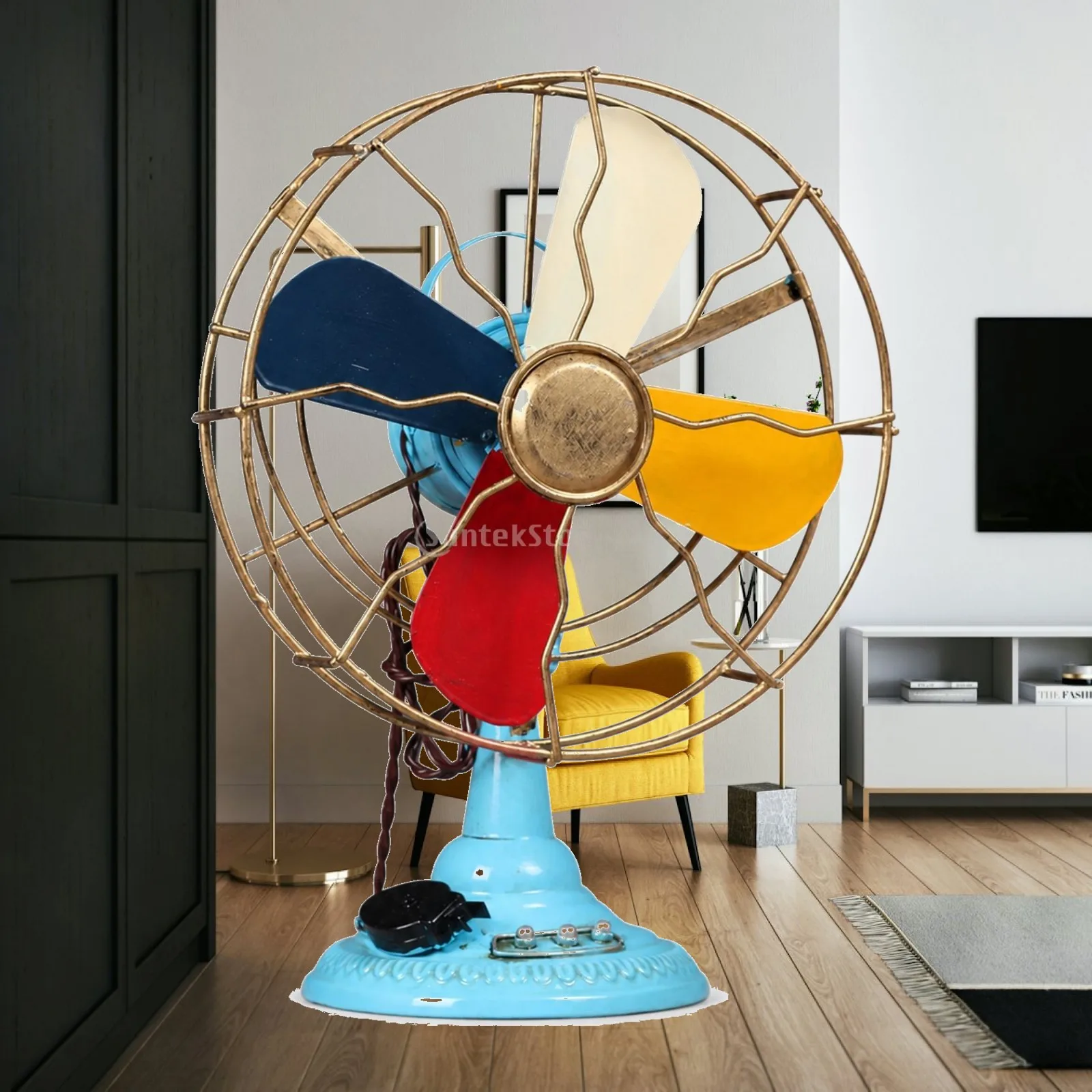 Retro Table Fan Model Antique-Style Metal Fan Model Industrial for Photographers Home Display Photo Props Shop Shopfronts