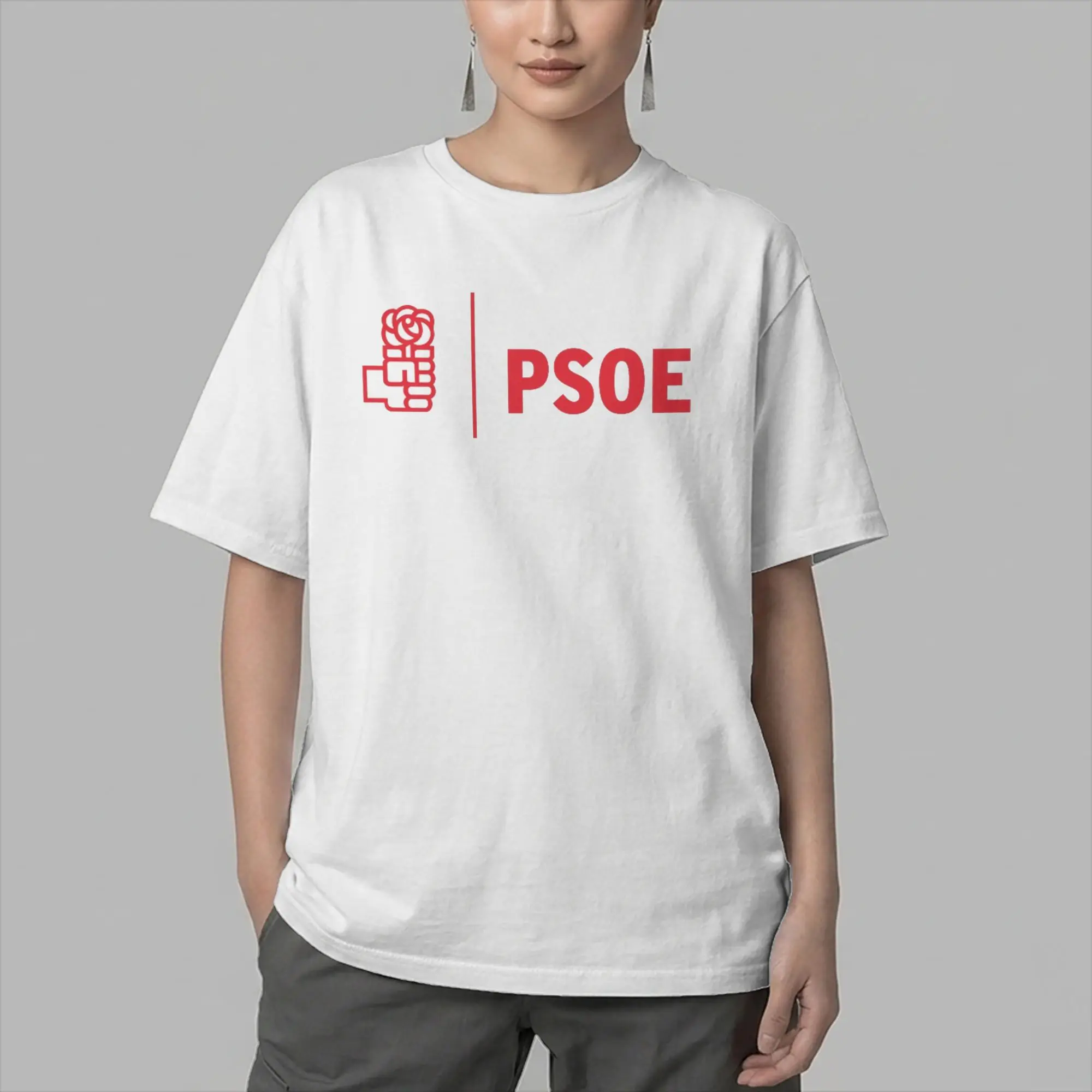 Men PSOE Logo Pedro Sanchez T Shirt  Cotton Clothes Fashion Short Sleeve Round Neck Tees Plus Size T-Shirt