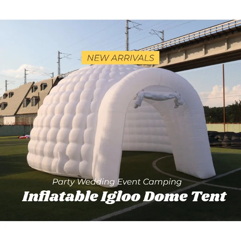 Barraca inflável ao ar livre da abóbada do iglu tenda portátil festa cubo branco casa redonda gazebo sala para festa de casamento evento acampamento