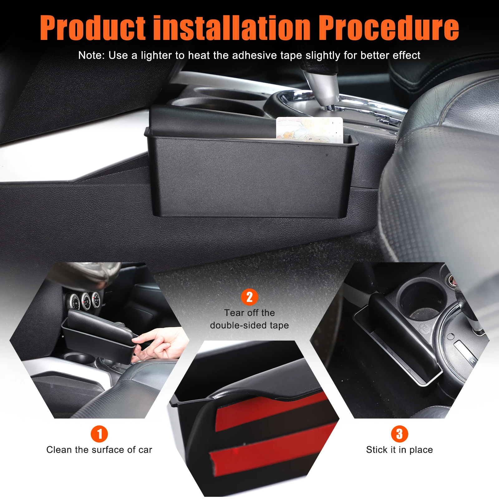 

1Pcs ABS Black For Mitsubishi ASX 2011-2018 Car central control gear side storage box mobile phone tray car interior accessories