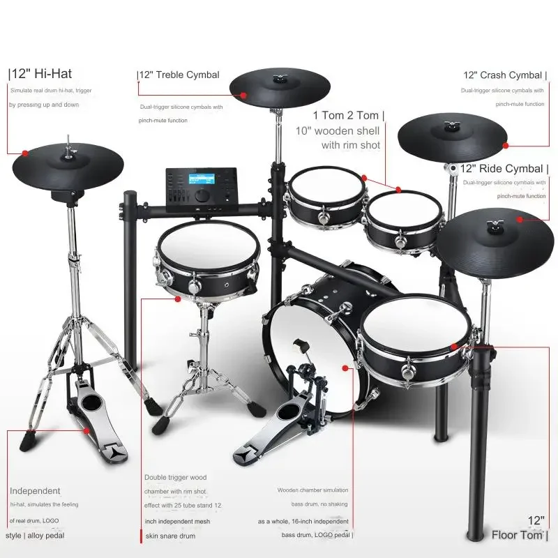 HUASHENG New Technology Musical Drum Set Toy Musical Instruments Jazz Drums Set Electronic Drum Kit