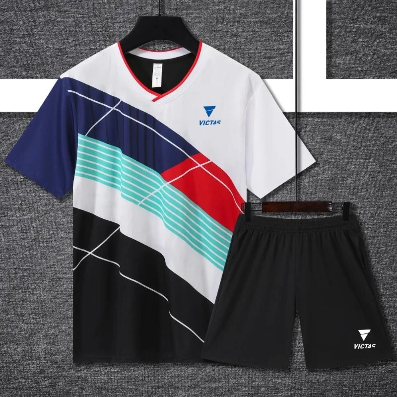 

VICTAS new table tennis suit short sleeved T-shirt set for men and women in summer, thin, sporty, fast and casual