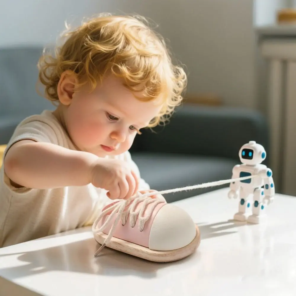 ارتداء أربطة الحذاء، خيوط رباط الحذاء، مهارة الحياة مونتيسوري، تعلم ربط الخشب، القدرة التعليمية المبكرة