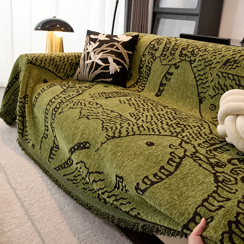 

2025 классическое полотенце для дивана с принтом, цельный чехол для диванной подушки премиум-класса для гостиной, многоцелевое мягкое одеяло для офиса