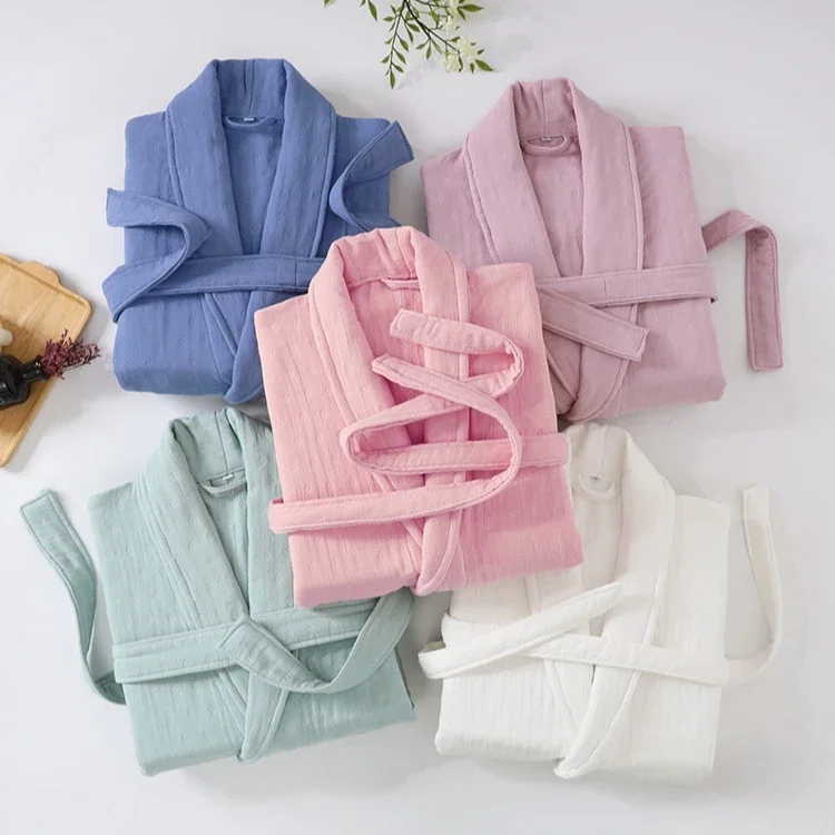 Gauze Robe Cotton Unisex Loungewear For Men And Women Soft highly absorbent Robe Kimono Females Casual Home Bathrobe Sleepwear