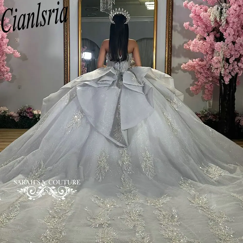 Princesa lantejoulas apliques rendas quinceanera vestidos de baile querida babados personalizado espartilho vestidos de xv anos