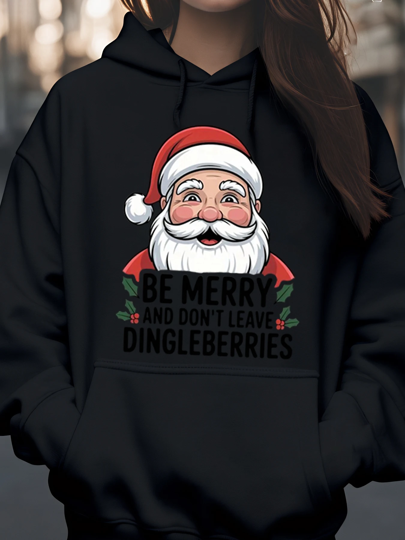 Санта-Клаус Be Merry and Don't Leave Dingleberries Рождественская толстовка с капюшоном Праздничная одежда унисекс