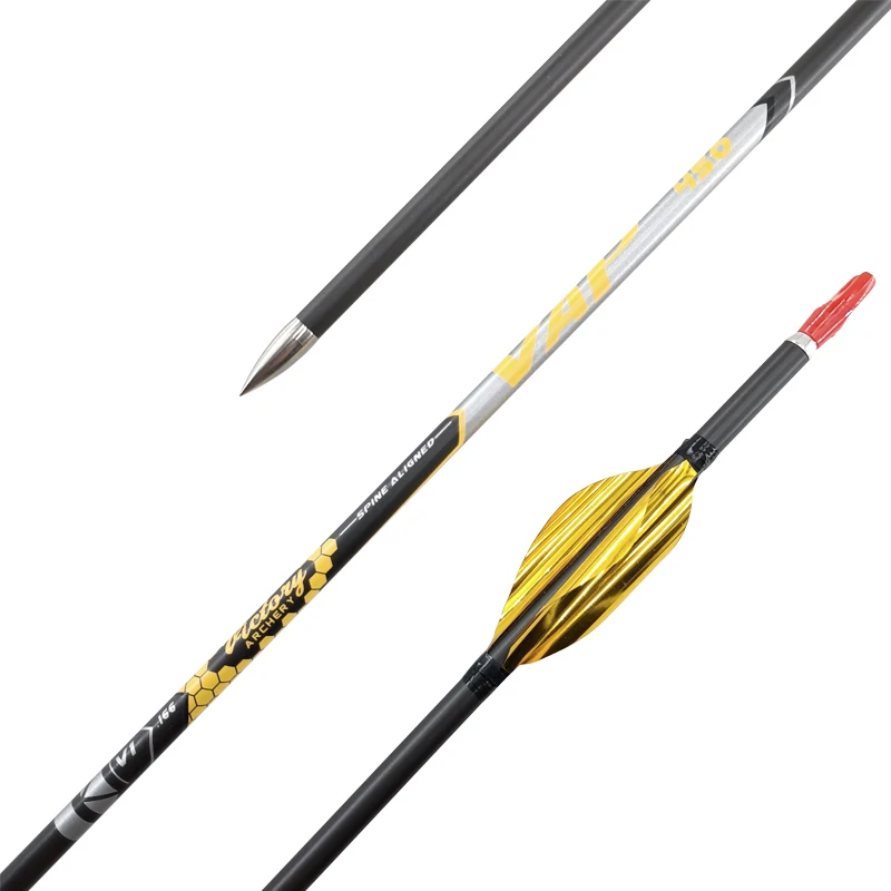 Archery Carbon Arrows 350 400 500 600 700 800 900 Spine Shaft Compound Recurve Bow Hunting Vanes Nock Points