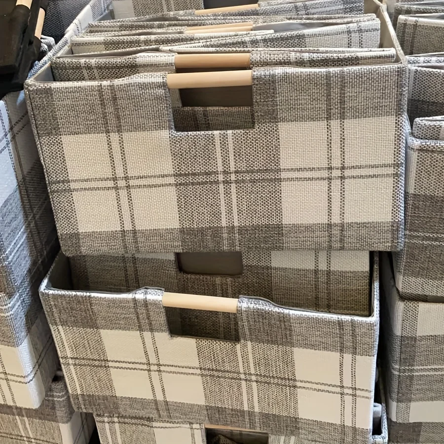 Cestino portaoggetti per pannolini con manico in legno, cestino portaoggetti pieghevole, scatola portaoggetti in tessuto, decorazione della stanza dei bambini