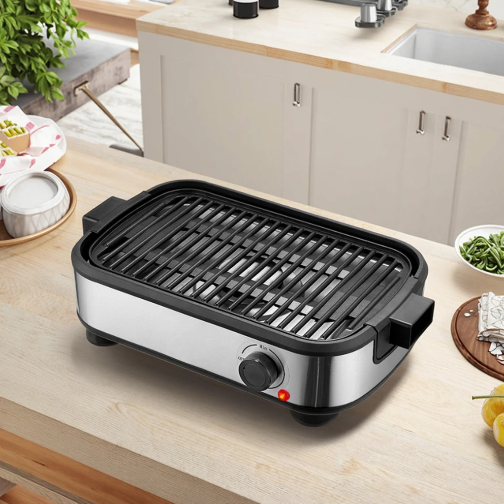 Electric Smokeless BBQ Grill Pan Easy Clean 1800W Smokeless Grill With NTC Temperature Control 80-230C Range Indoor Use