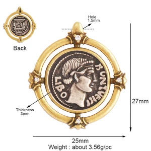 Antique Bronze Ouro Beleza Retrato Pingente, Anjo Deusa Moeda Medalhão, Charme Colar, Jóias Acessórios Suprimentos, M64 8 principais vendas moedas antigas reis - №7