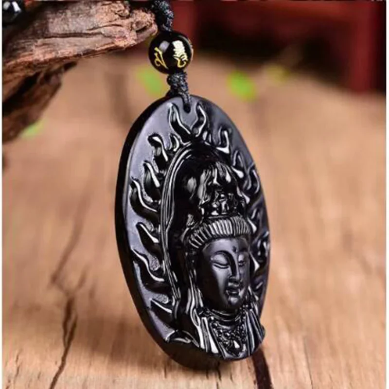 Natural Obsidian Domineering Avalokitesvara Pendants Jewelry Fine Jewelry Lucky Exorcise evil spirits Amulet  Pendant Jewelry