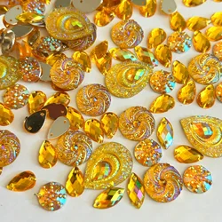210 pezzi Mix cucire su abbigliamento giallo strass cristalli pietre AB Flatback per spettacolo costumi da ballo vestito scarpe da cucito decorazioni