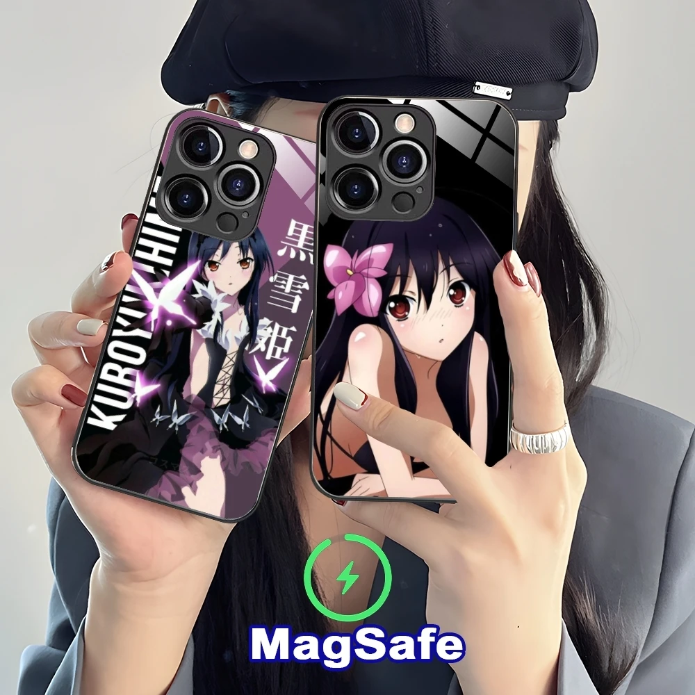 Accel World Kuroyukihime Mobile Cell Phone Case for iPhone 16 15 14 13 12 11 Pro Max Plus Mini MagSafe Charging Glass Cover