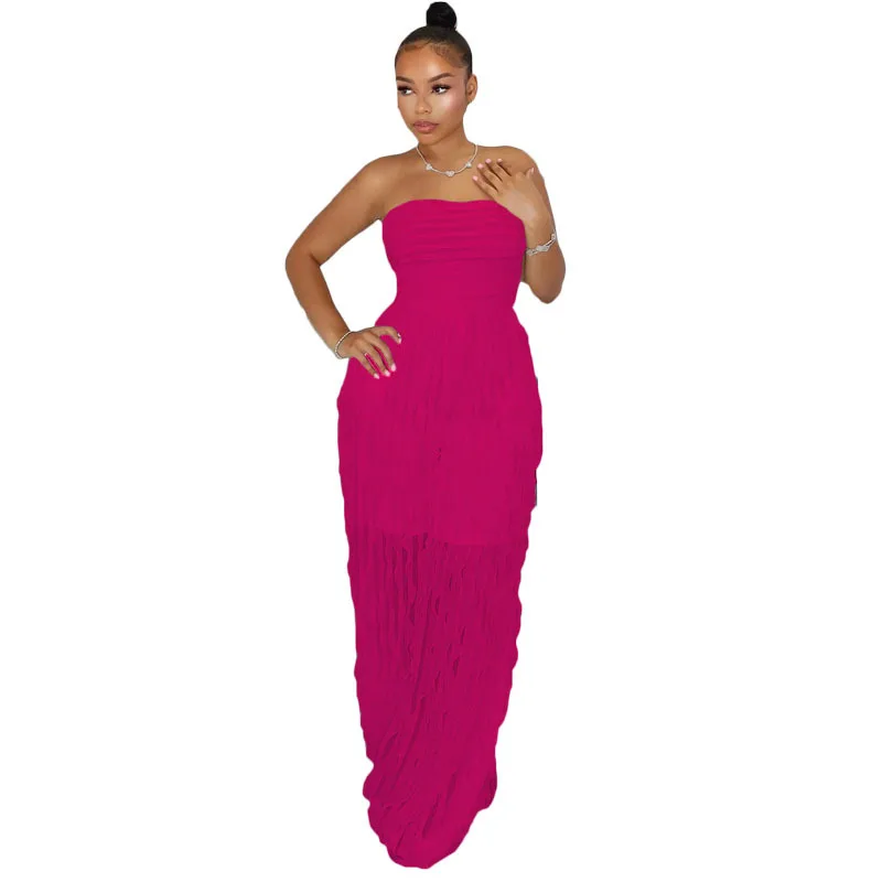 New Sexy Backless Sleeveless Wide Leg Jumpsuit Elegant Tube Top Waist Rompers Fashion Ruffles Strapless One Piece Pants