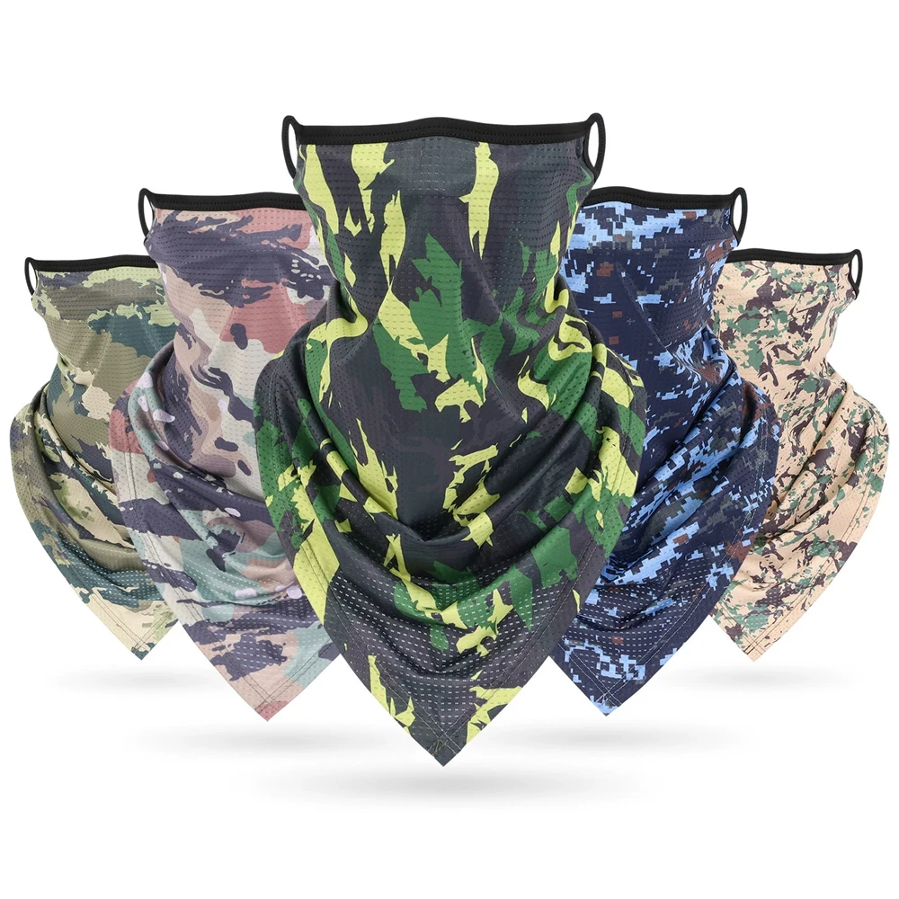 

Mesh Breathable Anti-UV Camouflage Mask Cycling Headgear Wind Dustproof Hiking Neck Face Protection Hang-ear Outdoor Scarf Cover