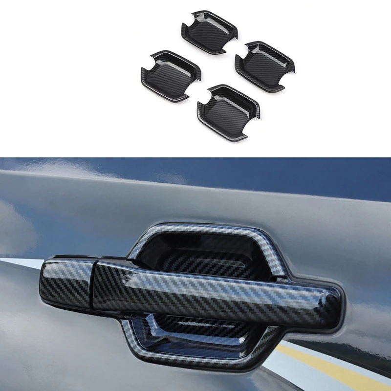 Fit For Mitsubishi PAJERO 2007-2017 2018 2019 2020 Car Accessories  Carbon Fiber Color Door Bowl Handle Lid Styling Auto Parts