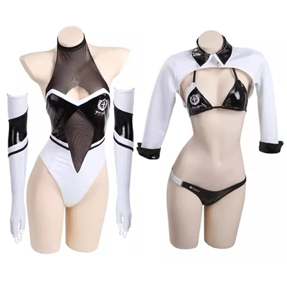 

Azur Lane IJN Takao Atago Cosplay Costumes Women Sexy Leather Bodysuit Socks Suit Racing girl Bikini Uniform Halloween Clothes