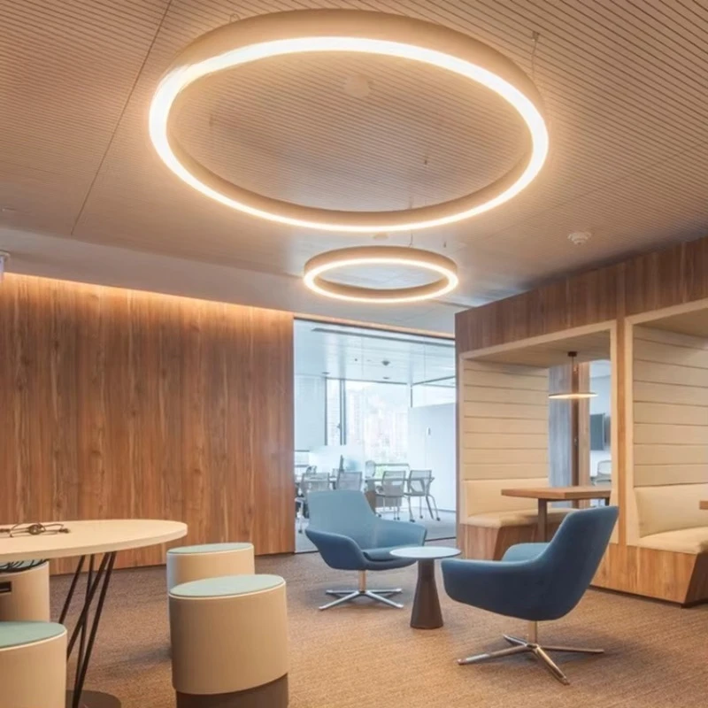 New Home Decor Simple 3CCT Dimmable Round Hanging Ceiling Ring Led Chandelier Lampara Pendant Light for Living Room Hotel