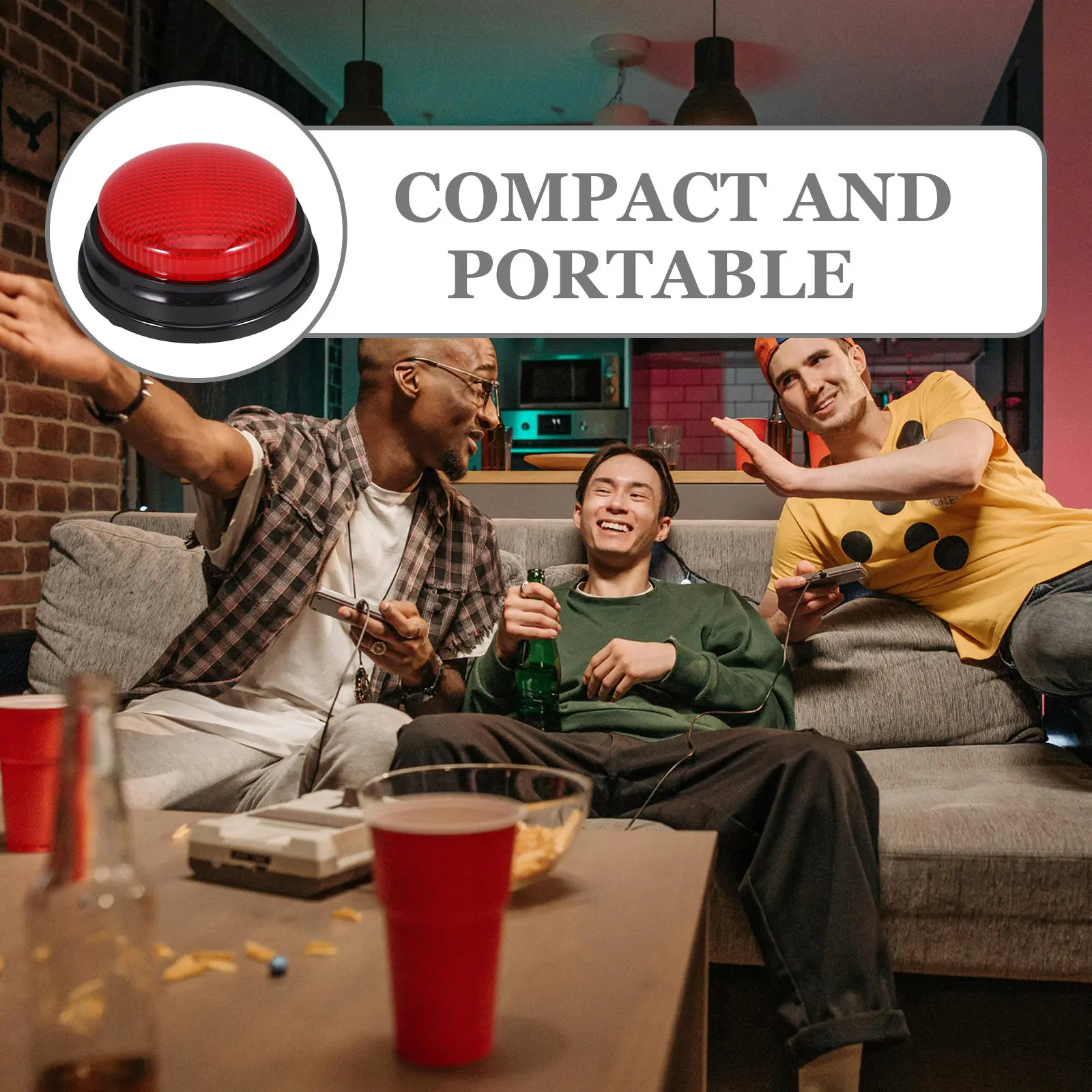 

Alarm Sound Button Party Game Prop Voice Button with Light Effect for Prank Games Wedding Office Tailgating Festival