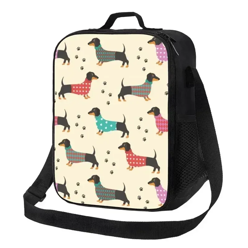 

Dachshund Dachshund Seamless Pattern Insulated Lunch Bag Women Dachshund Sausage Dog Thermal Cooler Lunch Tote Office Picnic Tra