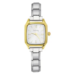 GEMOSA Fashion Squarel Quartz Women Men Roman Numerals Watch Stainless Steel Strap Chic Design Party Birthday Daily Gift