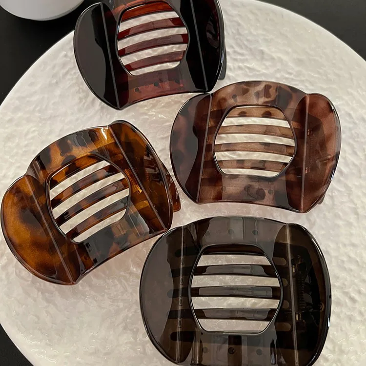 Neue flache Haarspangen: Koreanische Haaraccessoires aus Acetat für Damen – Löffel-Krabben-Haarspange, Leoparden-Haarspange, schlichte Kopfbedeckung – Detail 14