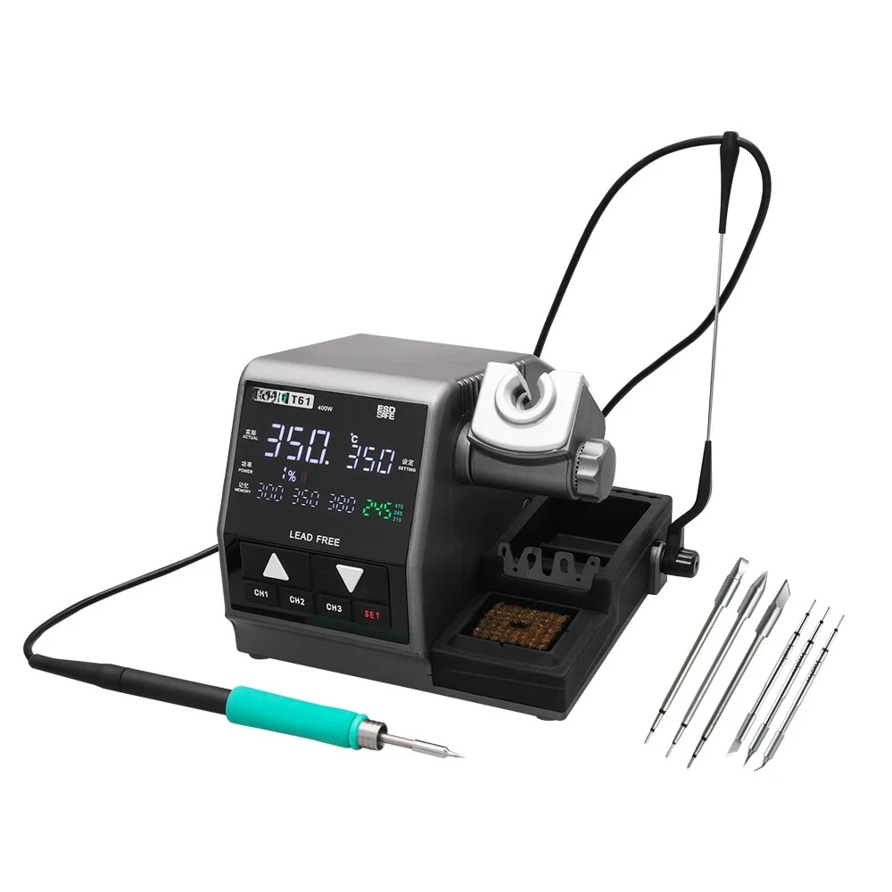 T61 Soldering Station 400W Compatible Soldering Iron Tip C470/245/210 Large Solder joints Welding Rework Station