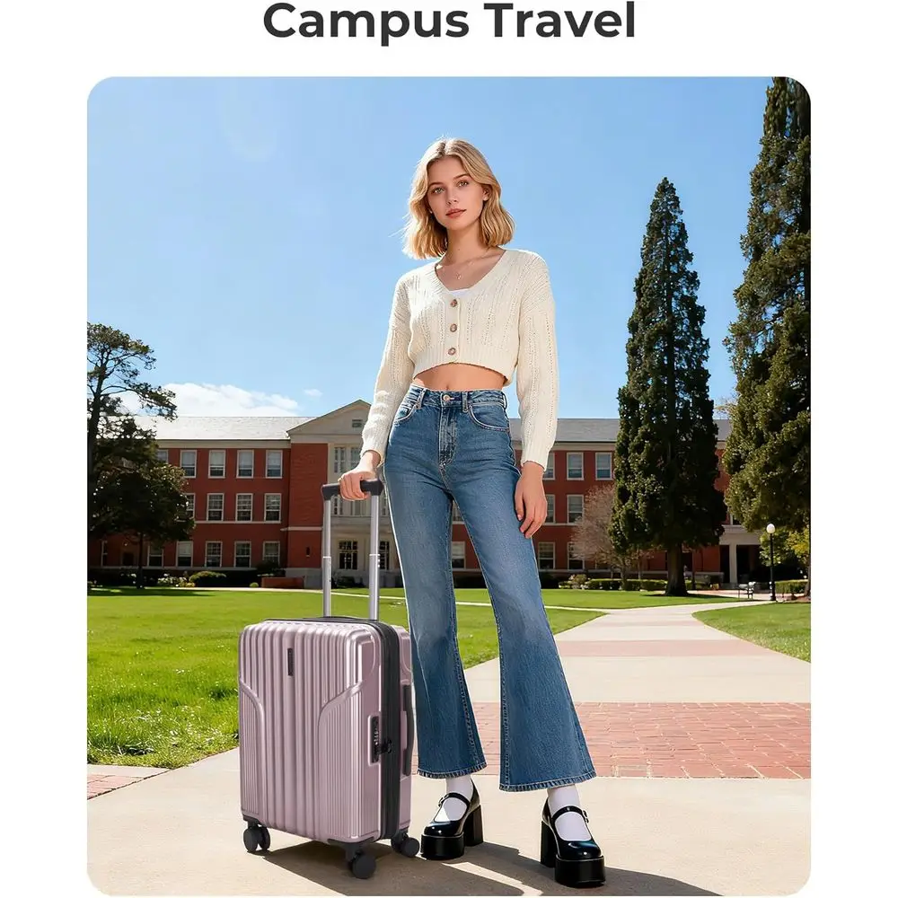 20 Expandable Hardside Carry-On Suitcase with TSA Lock, Spinner Wheels, Pink Lavender