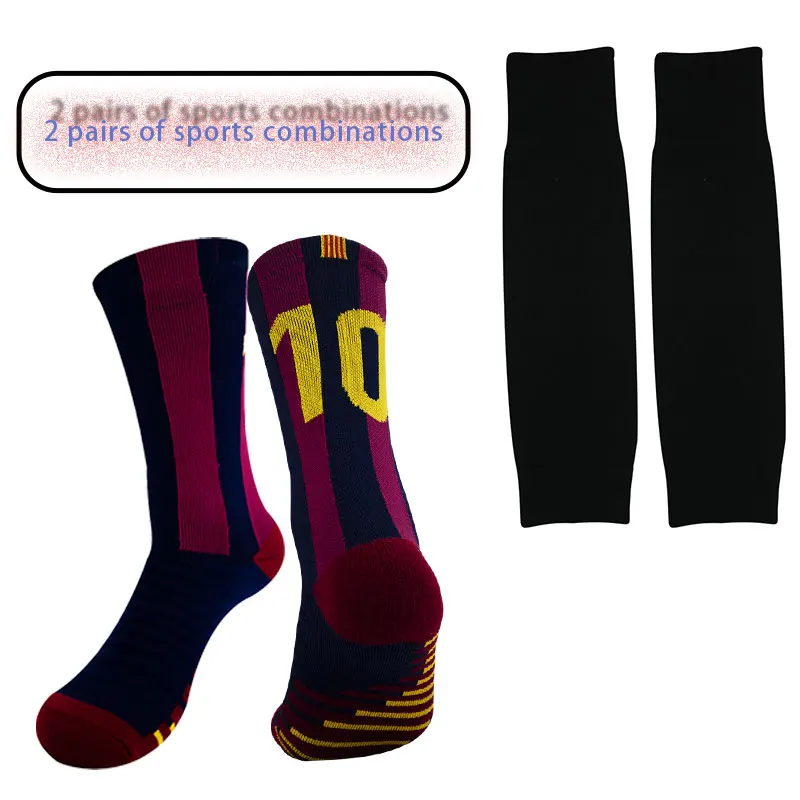 2 pairs of new combination football socks, size 7 football socks and size 10 match socks