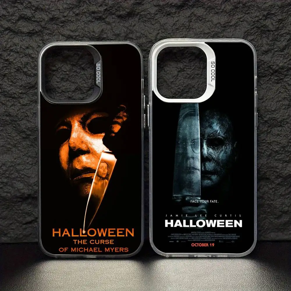 

Halloween The Curse Of Michael Myers Phone Case For iPhone17,16,15,14,13,12,11 Pro Max Blcak Colorful Silver Plated Inside Cover