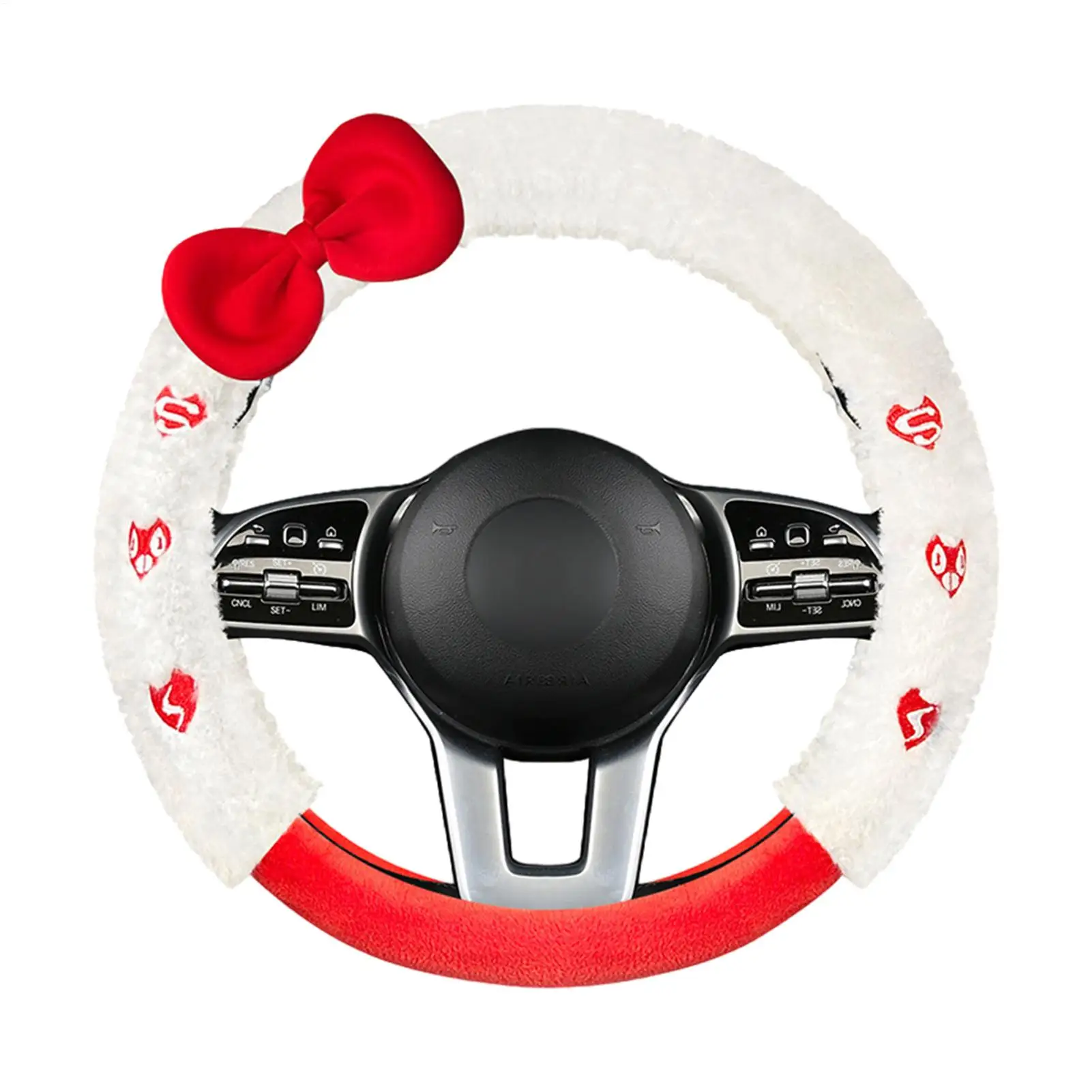

Чехлы на руль автомобиля, плюшевый бант, зимнее автомобильное украшение интерьера, мягкий плюшевый защитный чехол на руль автомобиля для