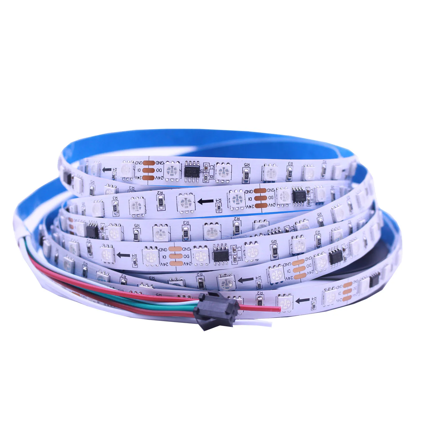 DC24V 12V WS2811 White Black PCB LED Strip 5m 60leds/M,IP30/65 5 Meter,  Addressable Digital