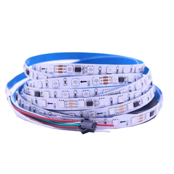 DC24V 12V WS2811 beyaz siyah PCB led şerit 5m 60leds/m,IP30/65 10 adet ws2811 ic/metre, beyaz PCB, led şerit adresli dijital