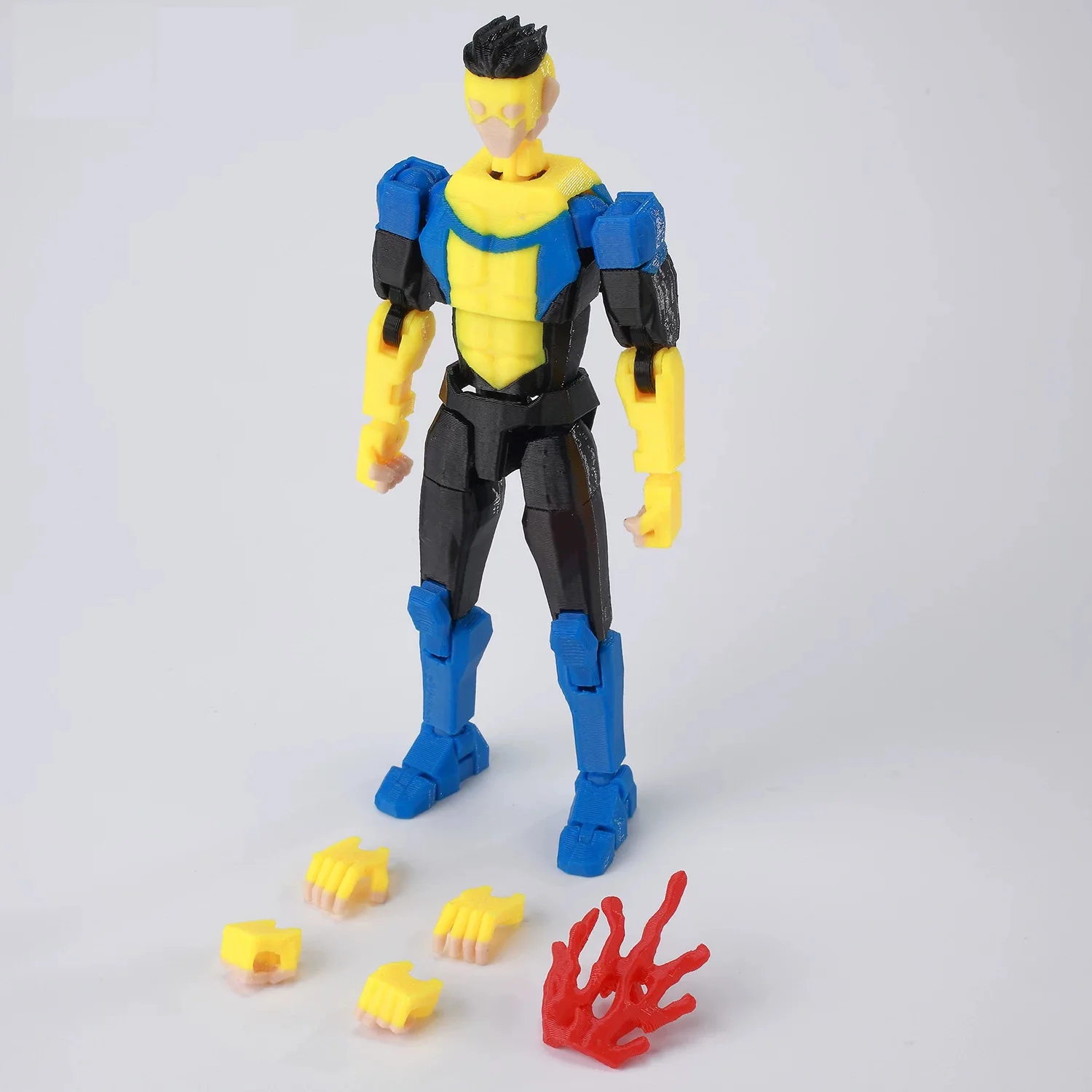 3D-gedruckte, mehrfach bewegliche Puppe, Spielzeugfigur Invincible Young Hero 2.0, blau-schwarzes Modell, fertige Dekoration – Detail 1