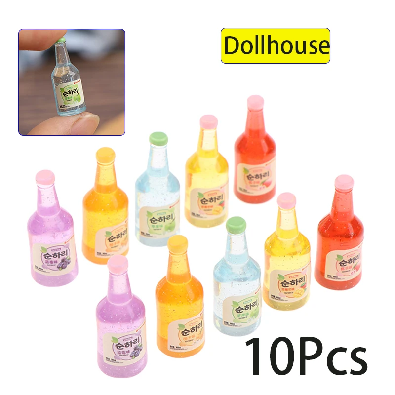 10Pcs 1:12 인형 집 미니어처 수지 병 시뮬레이션 와인 병 모델 인형 집 액세서리 어린이 장난감