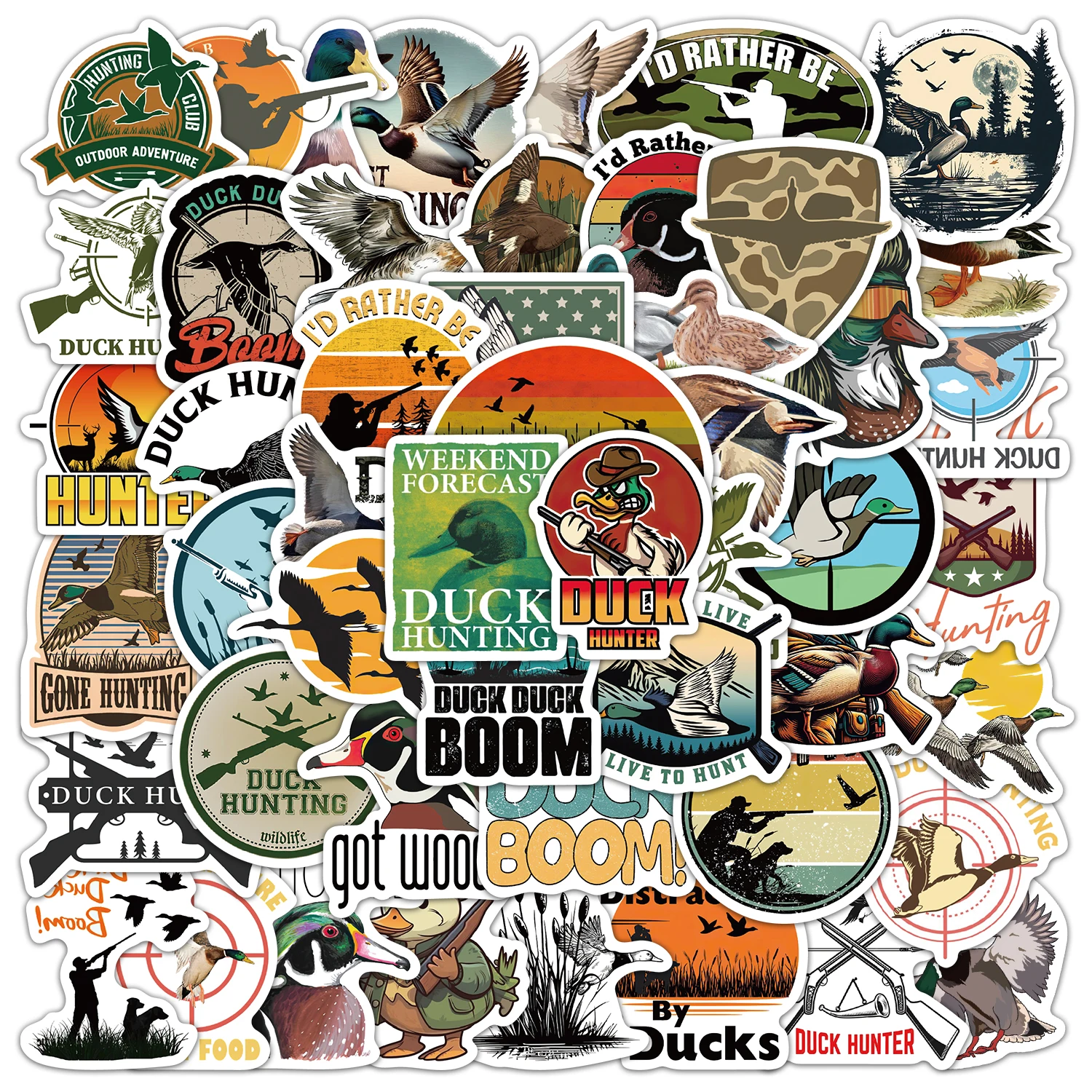 56PCS Duck Hunting Stickers DIY Phone Case Laptop Water Cup Toy Desktop Stickers
