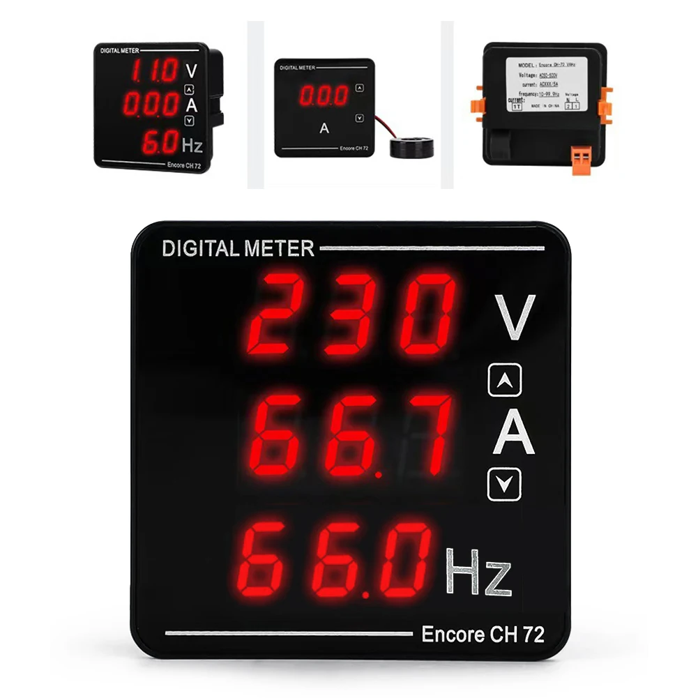 Digital Voltage Current Meter Panel Voltmeter Ammeter Frequency Meter LED Display AC50-500V 0-120A  For Distribution Panels
