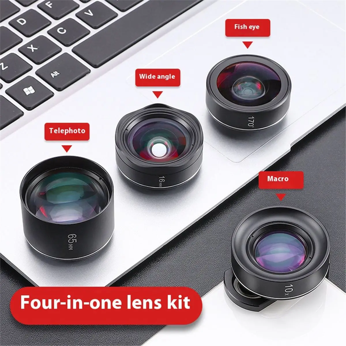 A86G NEW 4-in-1 Phone Lens Kit Wide Angle, Macro, Fisheye and Telephoto Hd No-Distortion for All Smartphones
