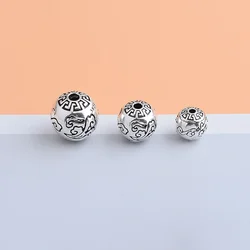 S925 Sterling Silver Vintage Cloud six-word Spell beads Handmade DIY bracelet necklace jewelry accessories for men and women
