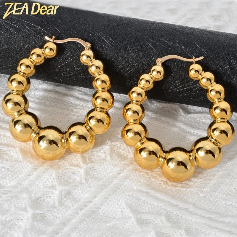 

ZEADear Jewelry Round Hoops Hanging Earrings for Women Copper Gold Plated Oval Irregular Ear Rings Jewellery Party Holiday Gifts