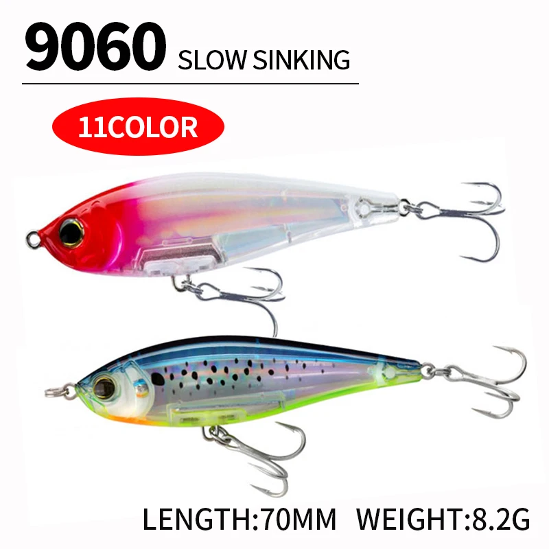 1pcs 70mm 8.2g Slow Sinking Pencil Bait 3D Inshore Twitchbait Saltwater Bass Trout Isca Pesca Wobblers Fishing Hard Bait PE070