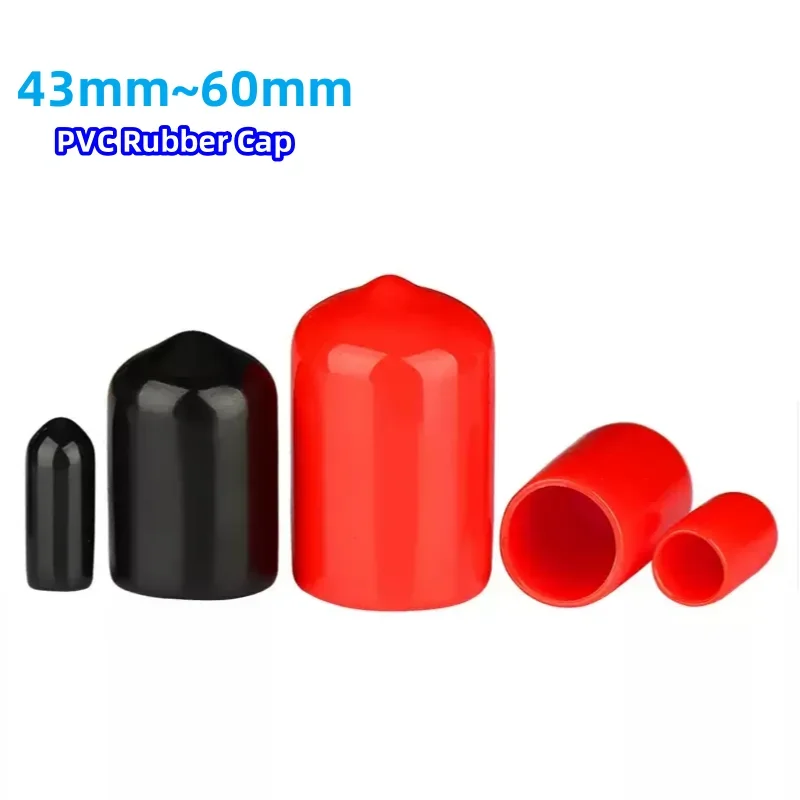 2pcs 43-60mm PVC Rubber Cap Threaded Sheath Steel Pipe Plastic Cap Silicone End Cap Protective Equipment