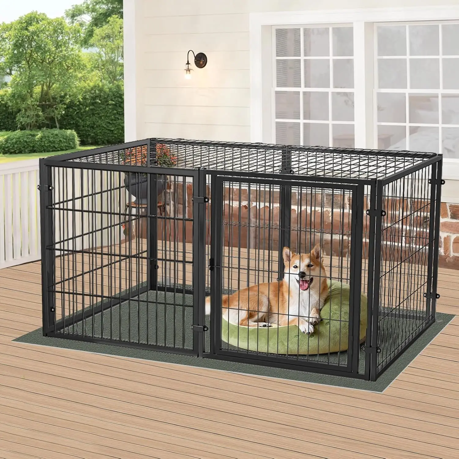 Large Dog Crate, Metal Kennel, Safe Indoor Pet Playpen and Dog Fence, Customized