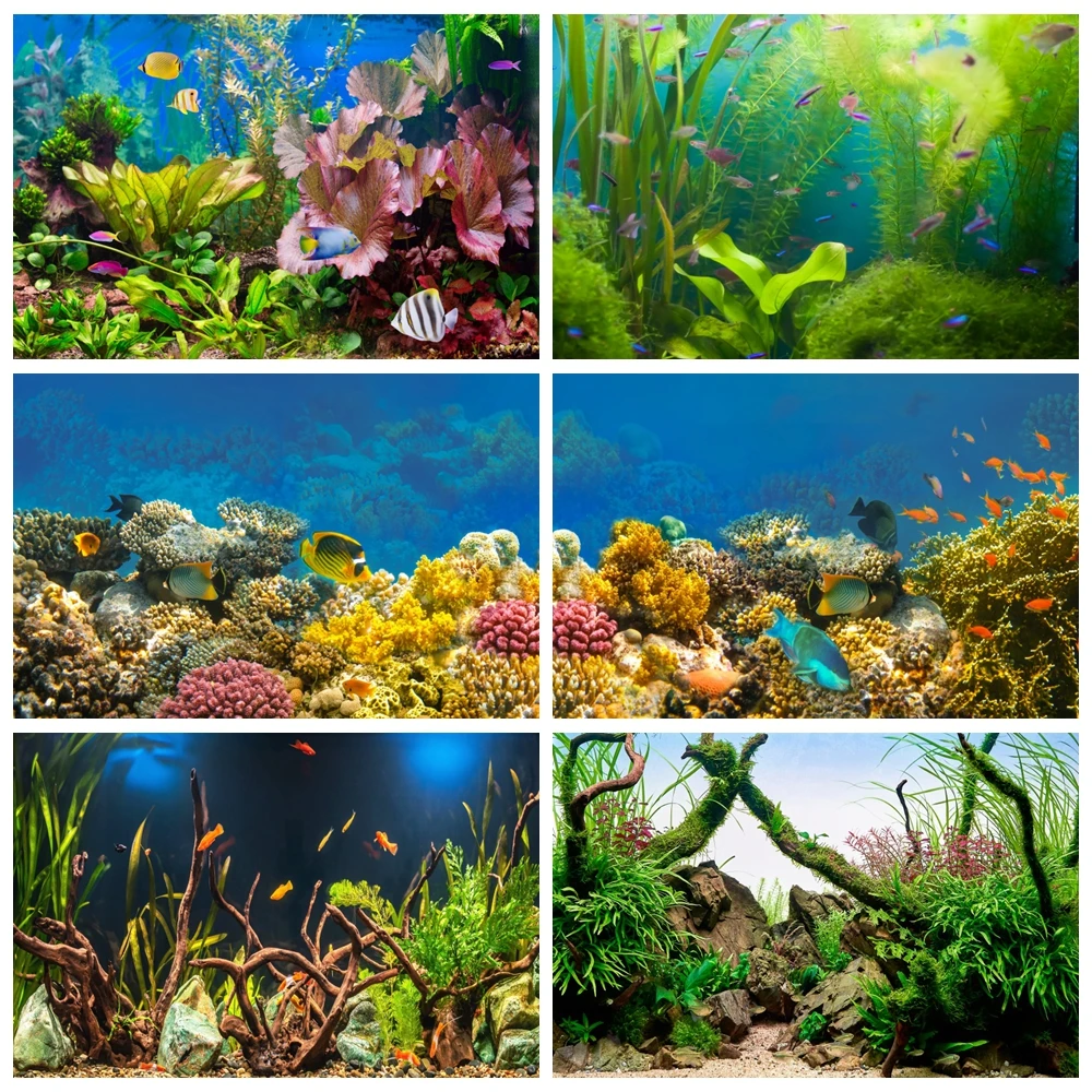 

Under Sea Seabed World Photography Backdrop Underwater Marine Coral Seaweed Fishes Aquarium Baby Portrait Photo Background Props