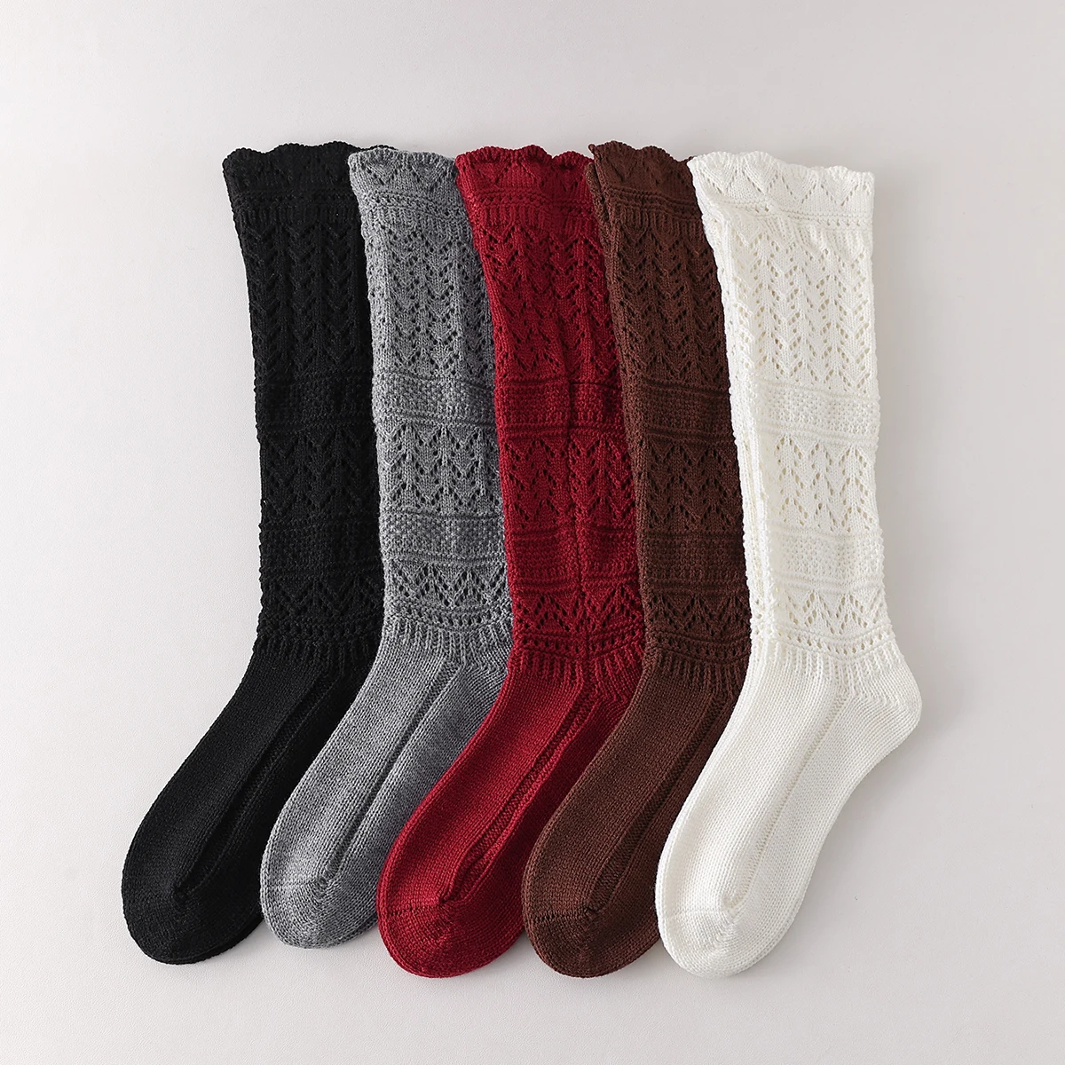 

1 Pair Fashion Same Style Magazine Ins Internet Celebrity Japanese Crochet Hollow 30% Merino Wool Boots Long Socks Winter Warm