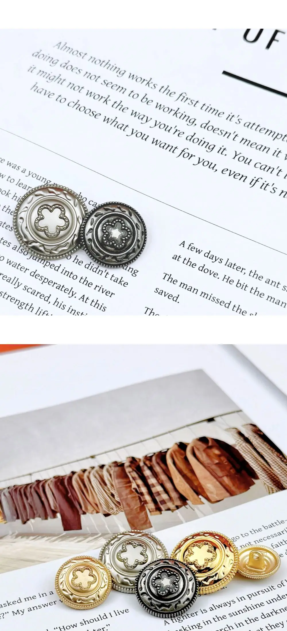 10 Stück Metallknöpfe, Bekleidungszubehör, Blumenmuster, hochwertige Knöpfe, DIY-Bastelmaterial, Nähzubehör, runde Knöpfe. – Detail 4